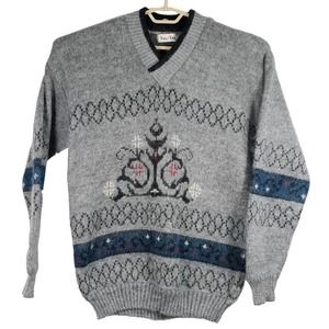 Vintage Wool-Angora Thick Nordic Style Shawl Collar Sweater European Size 42